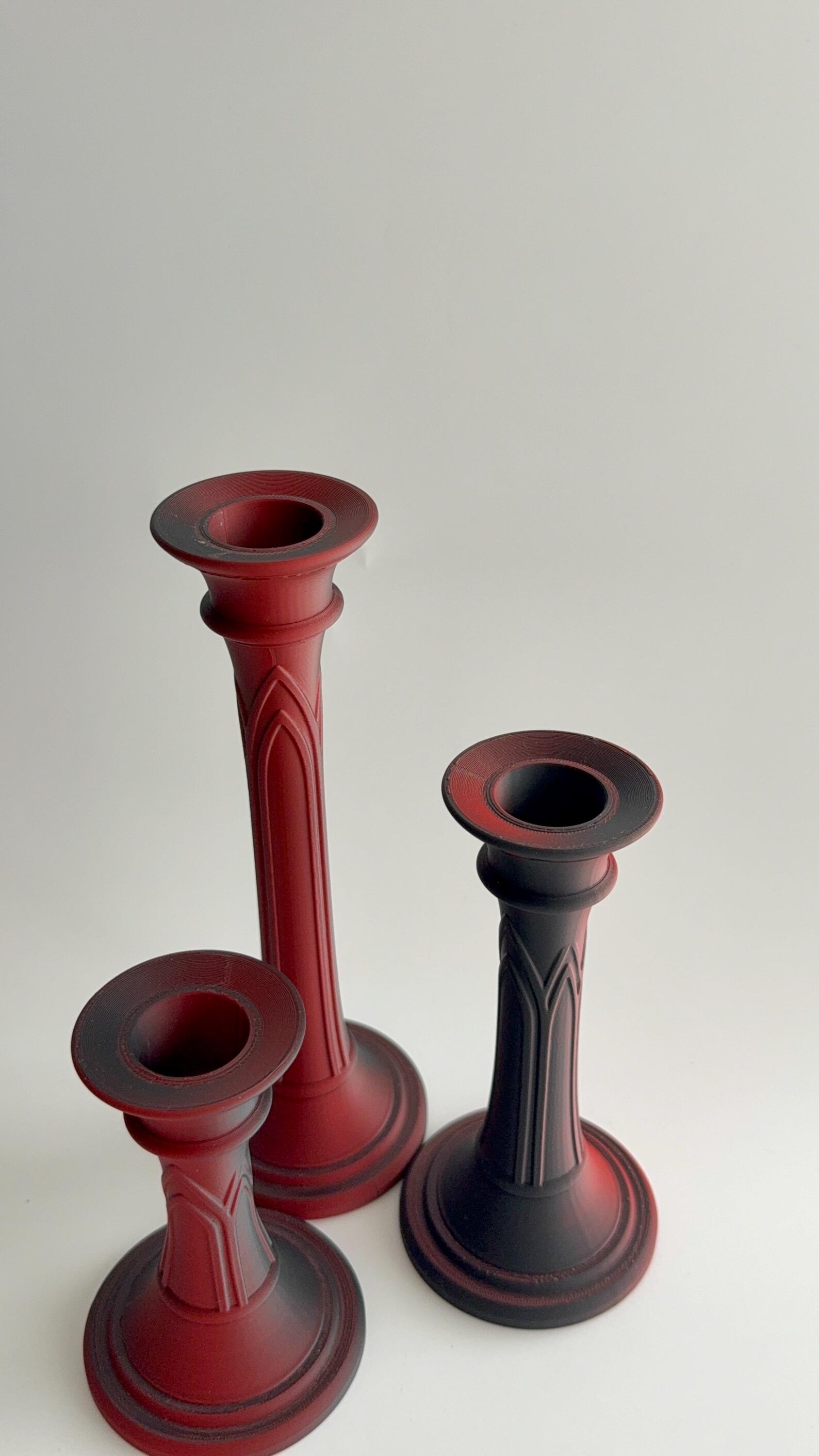 Gothic Pillar Candle Holder Set, Medieval Candlestick thumbnail 4