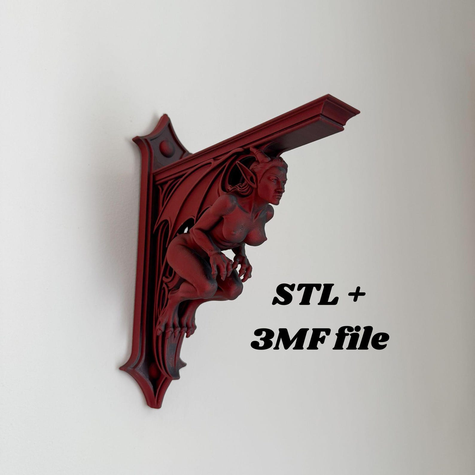 Female Gargoyle Shelf Bracket, Gothic Corbel Shelf Support