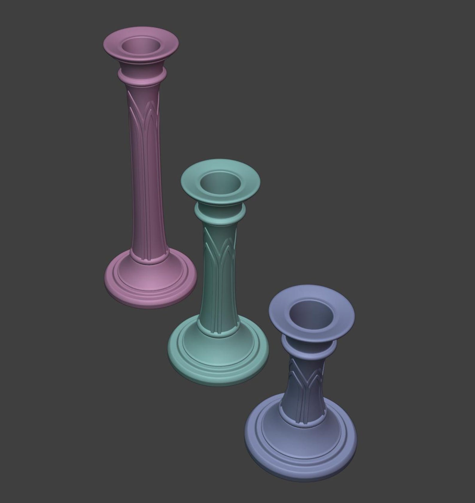 Gothic Pillar Candle Holder Set, Medieval Candlestick thumbnail 7