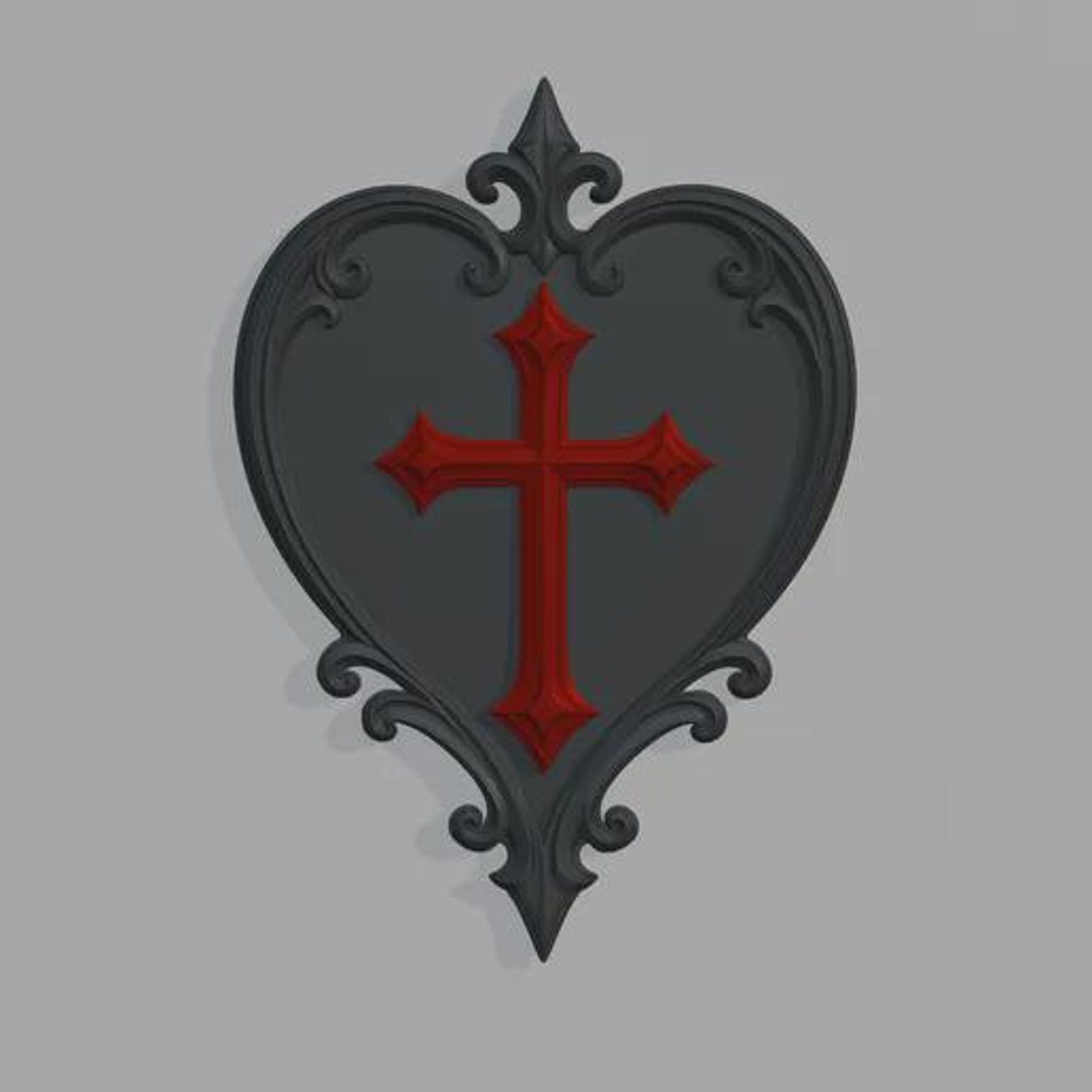 Gothic Sacred Heart Wall Plaque, Ornate Cross Wall Decor thumbnail 4
