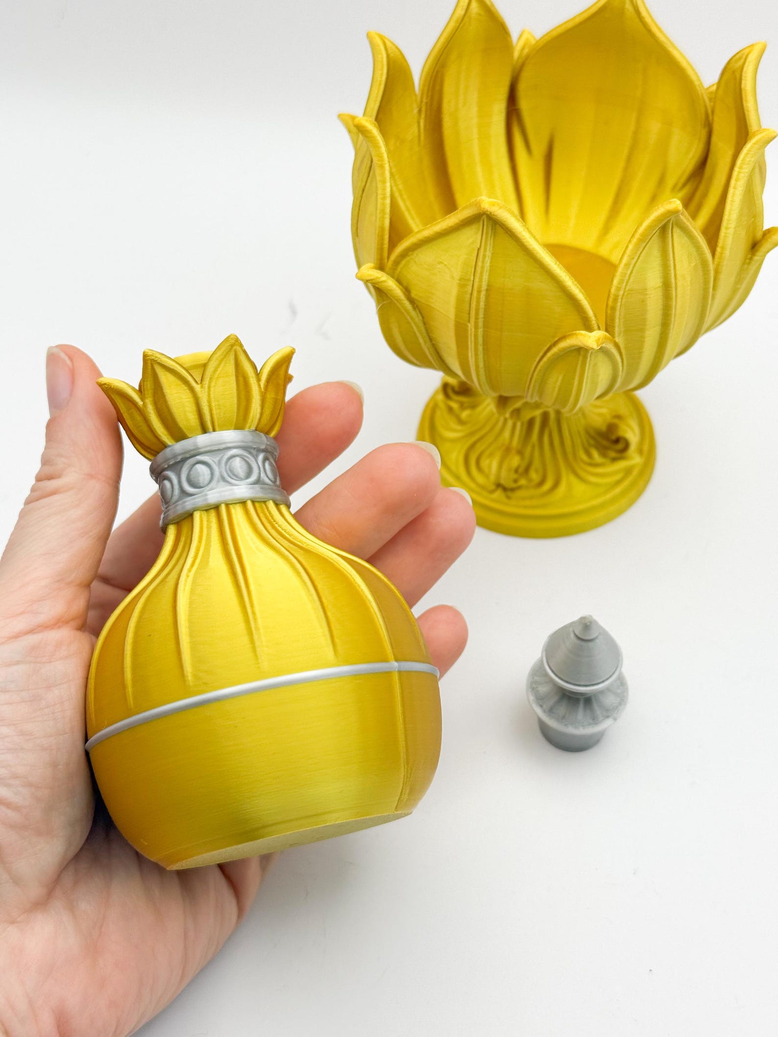 Eternal Thrive Potion Bottle with Lotus Stand, Fantasy Alchemy Flask thumbnail 5