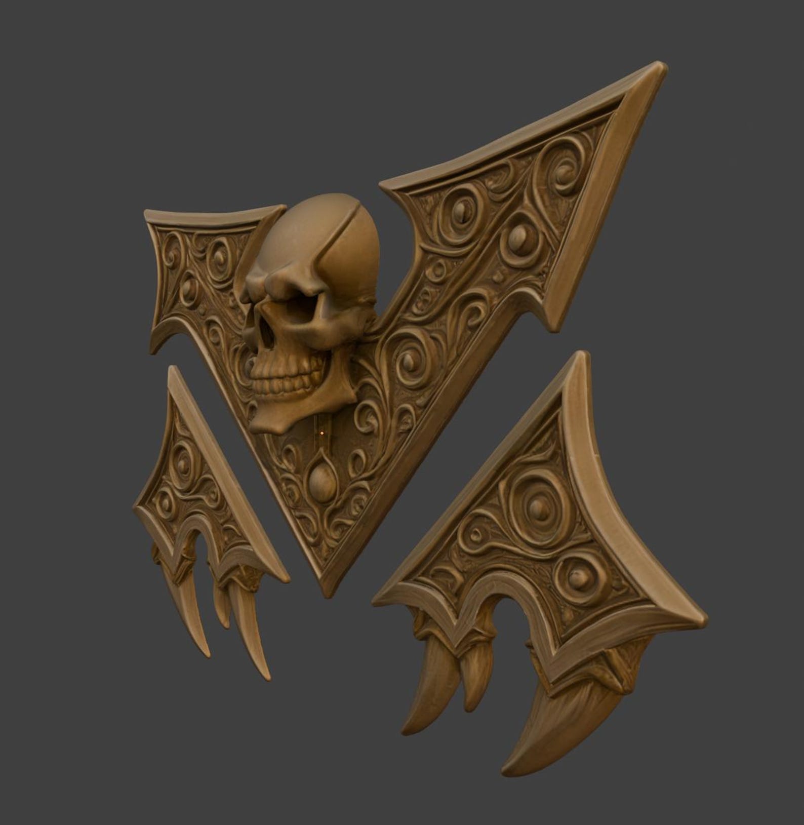 Dark fantasy Skull Emblem - Gothic book cover ornament thumbnail 2