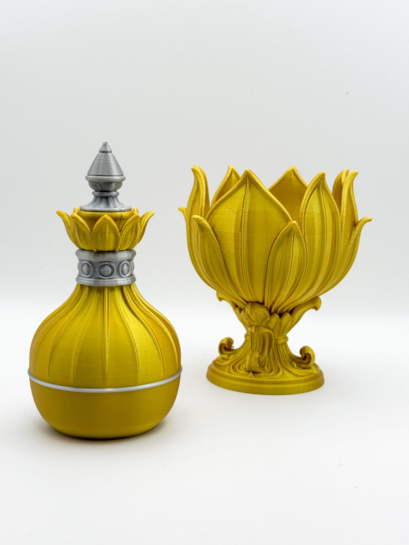 Eternal Thrive Potion Bottle with Lotus Stand, Fantasy Alchemy Flask thumbnail 3