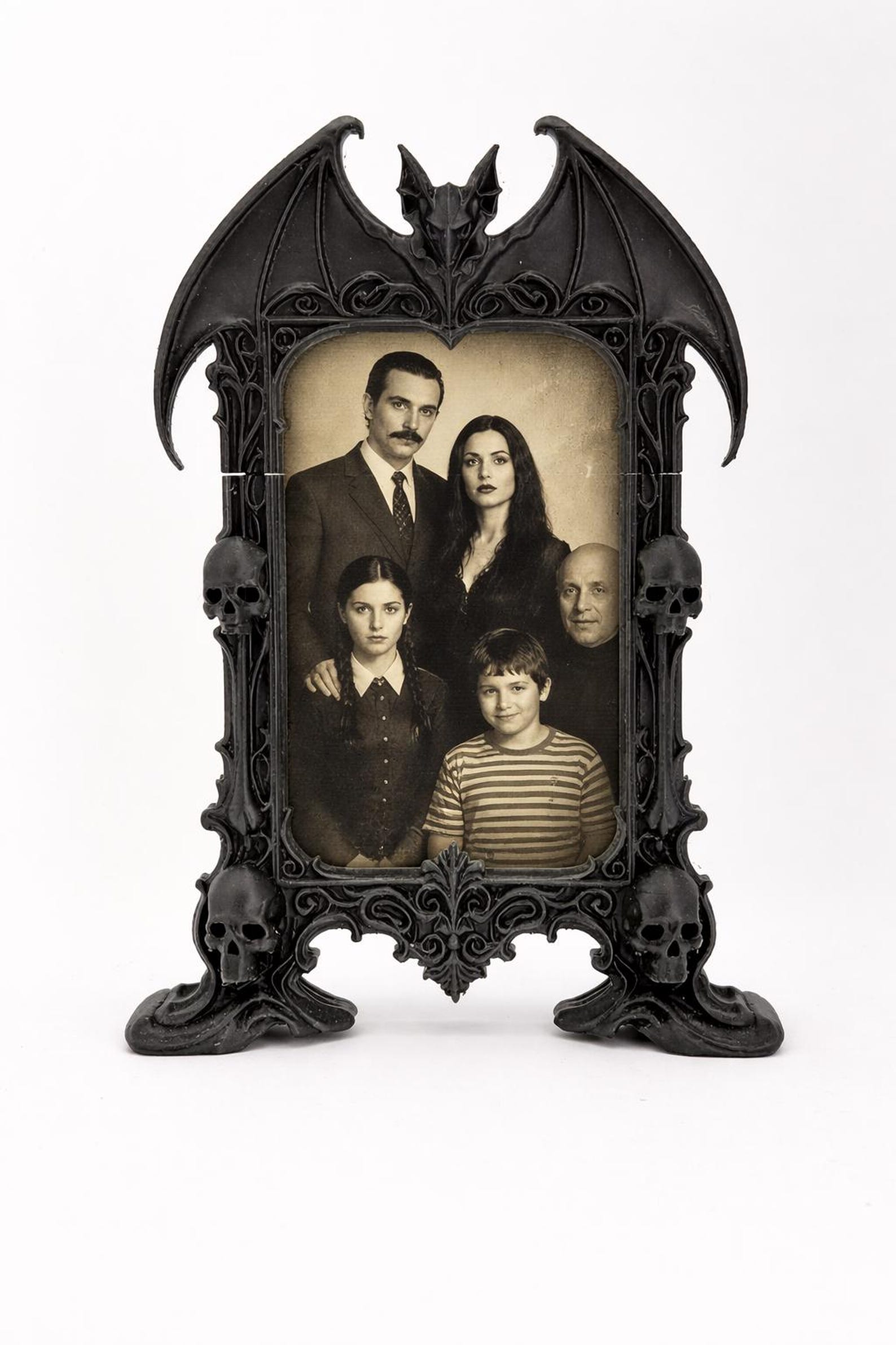Gothic Bat Frame, Vampire Frame with Skulls