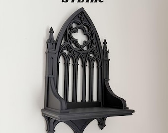 Gothic Cathedral Wall Shelf, Medieval Display, Dark Academia Decor (STL File)