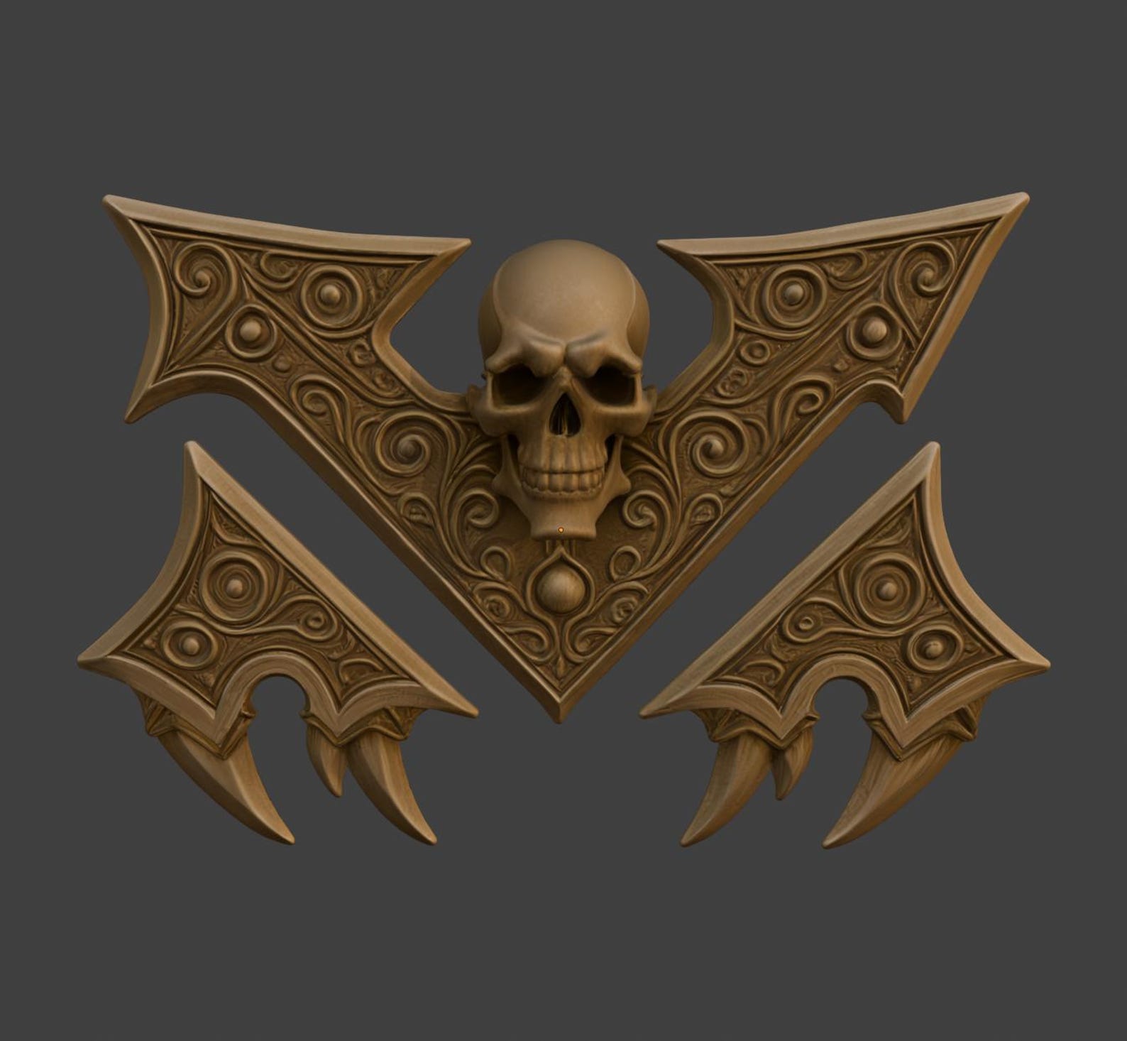 Dark fantasy Skull Emblem - Gothic book cover ornament