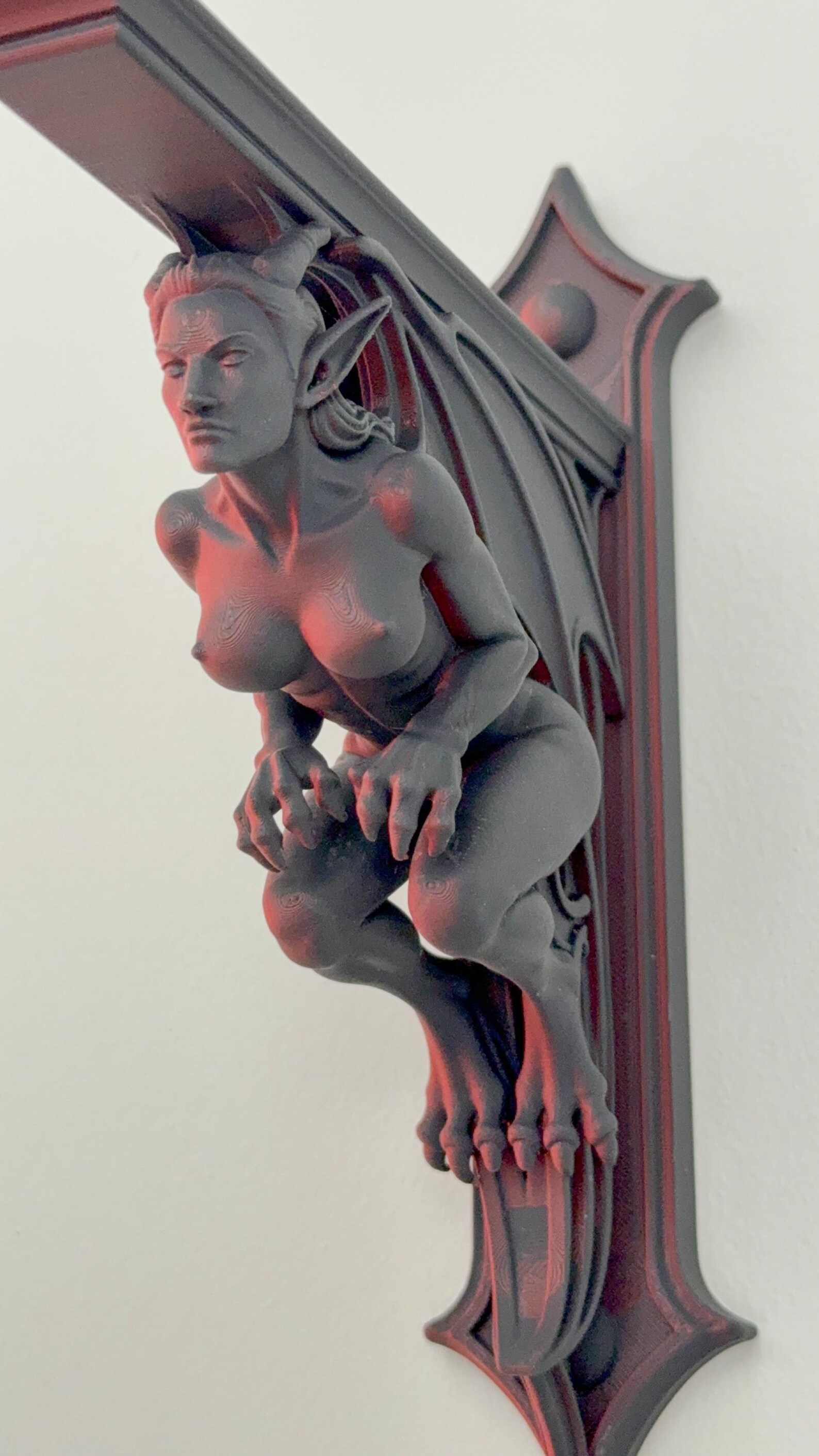 Female Gargoyle Shelf Bracket, Gothic Corbel Shelf Support thumbnail 2