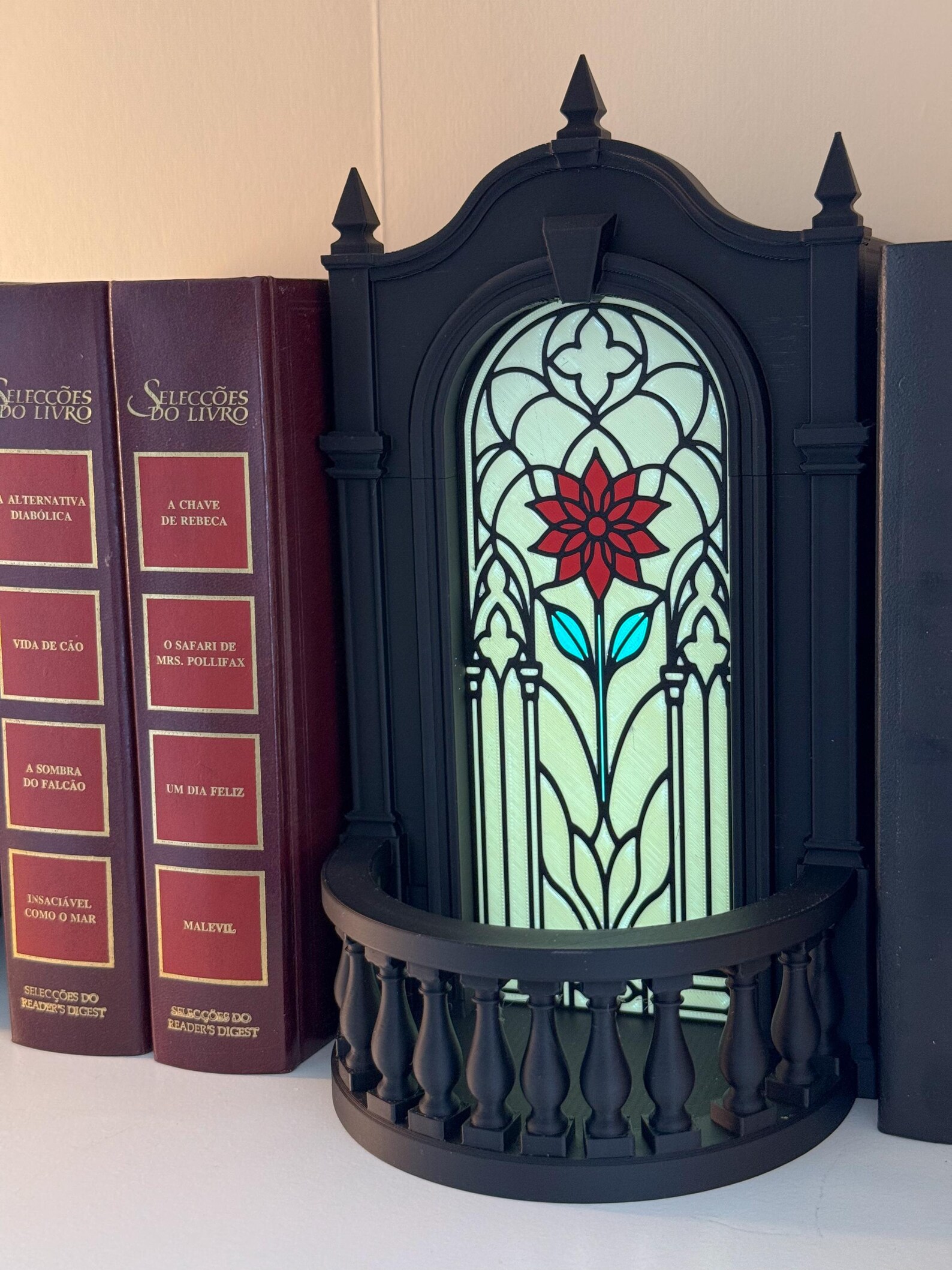 Gothic Book Nook, Stained Glass Window Bookshelf Insert thumbnail 5