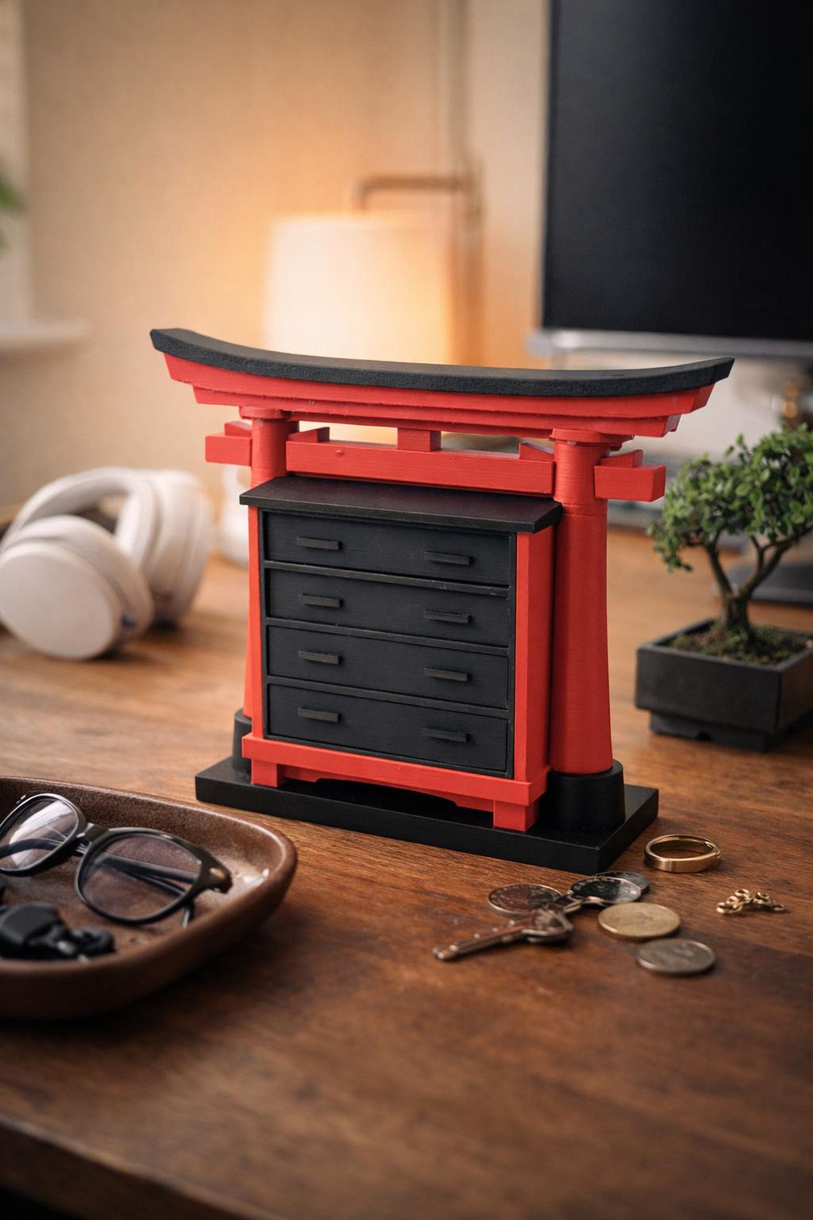 Japanese Torii Dresser, Zen Desk Organizer thumbnail 6