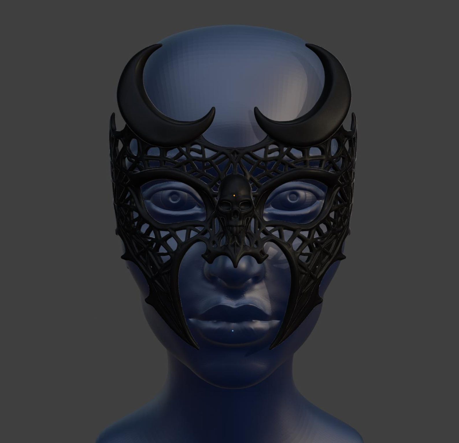 Moonveil Lattice Mask, Gothic Demon Mask thumbnail 3