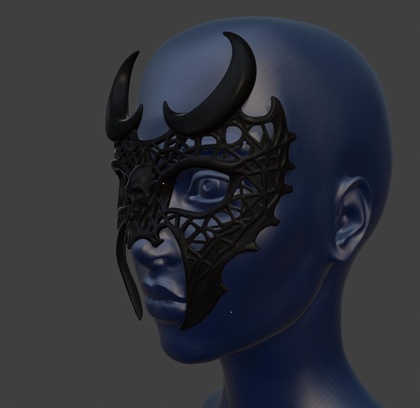 Moonveil Lattice Mask, Gothic Demon Mask thumbnail 4