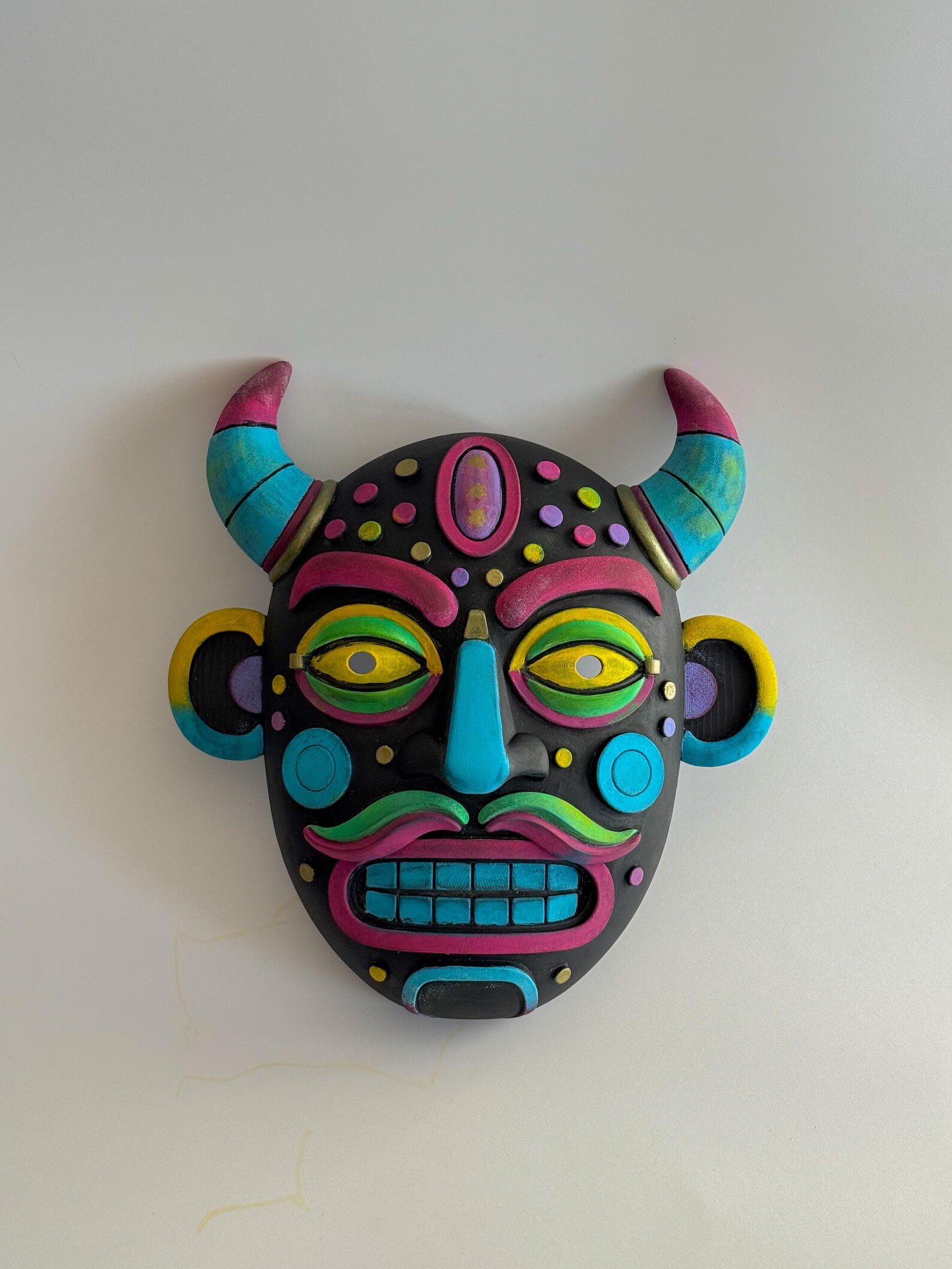 Funky Demon Wall Mask / Neon Gothic Fantasy Decor thumbnail 2