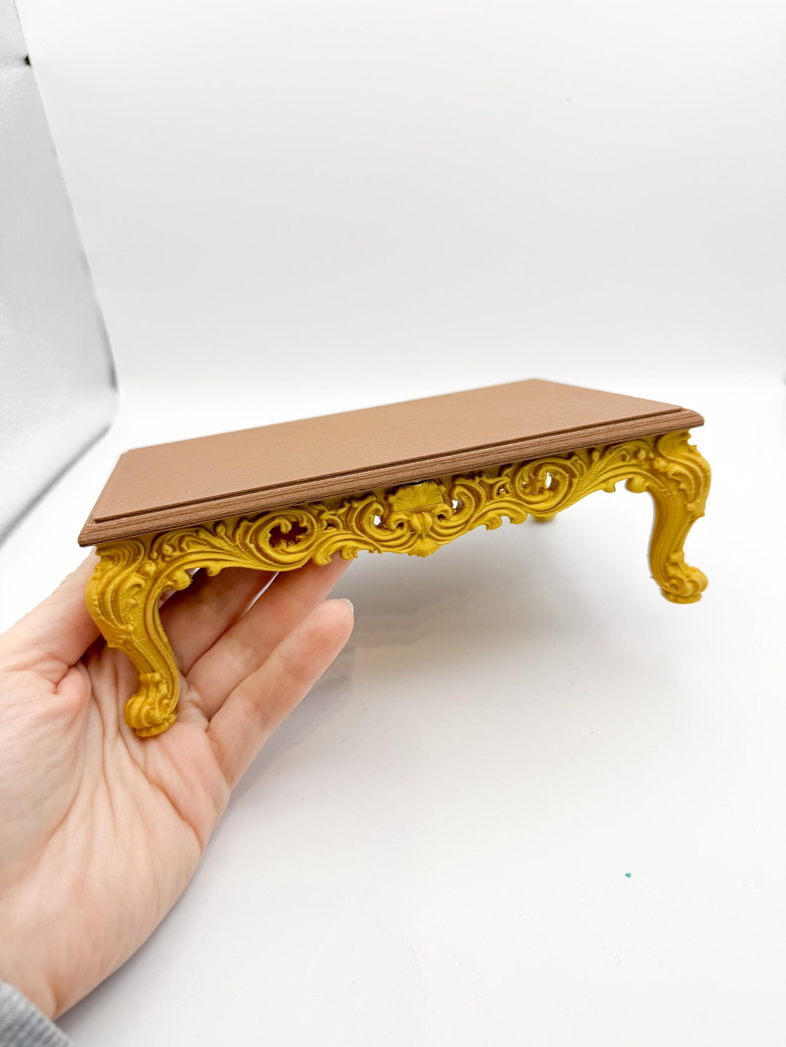 Baroque Coffee Table Miniature, Ornate Dollhouse Furniture thumbnail 4