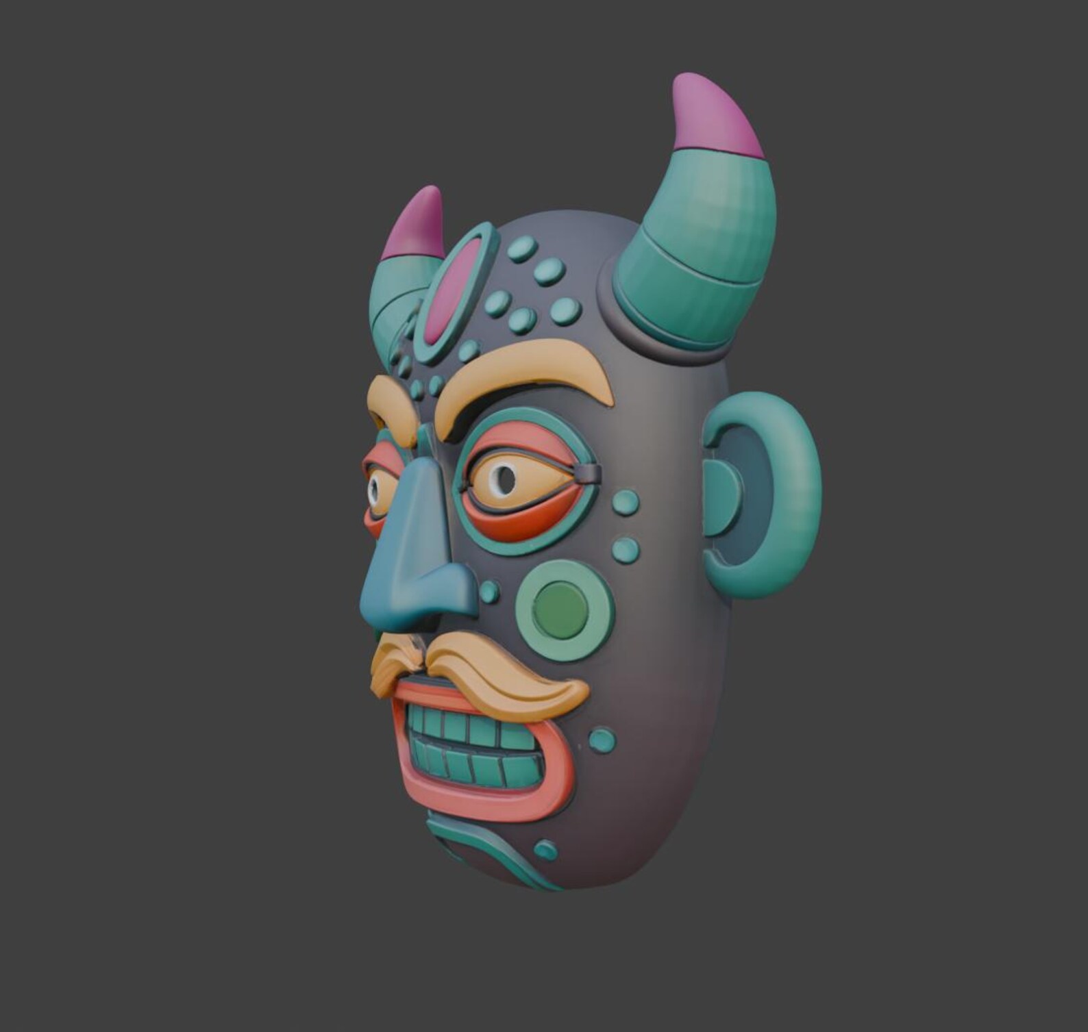 Funky Demon Wall Mask / Neon Gothic Fantasy Decor thumbnail 4