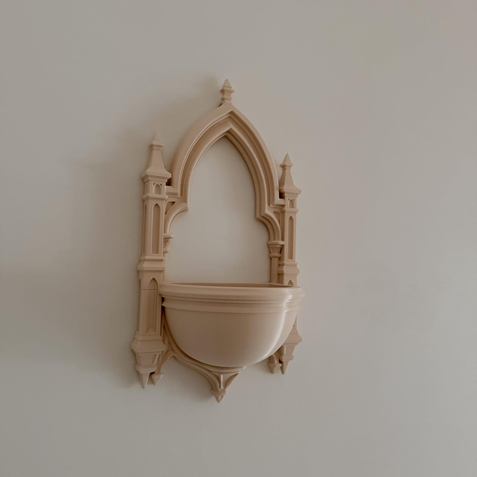 Gothic Holy Water Font, Cathedral Wall Decor thumbnail 2