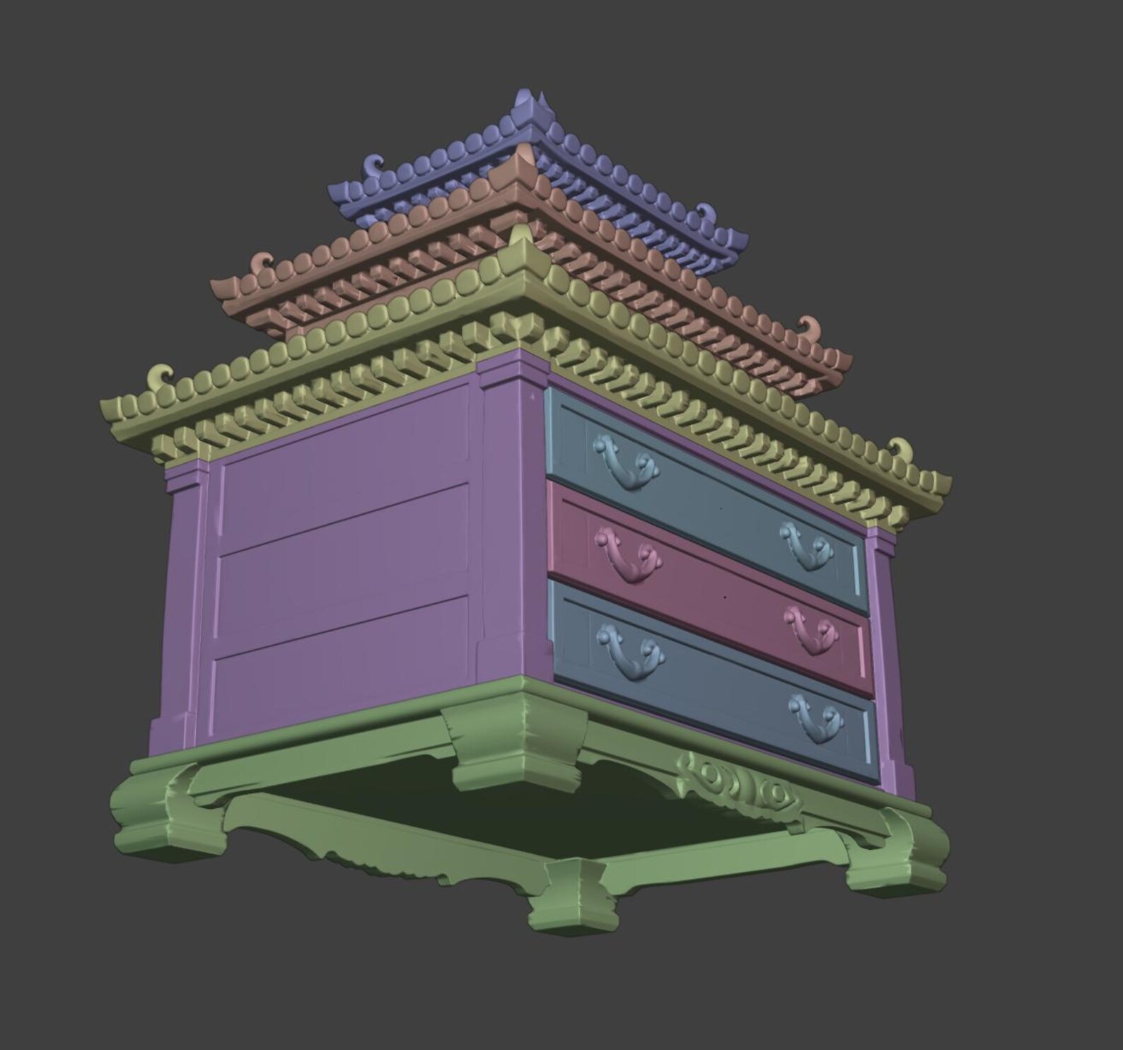 Japanese Pagoda Mini Dresser, Functional Jewelry Box thumbnail 9