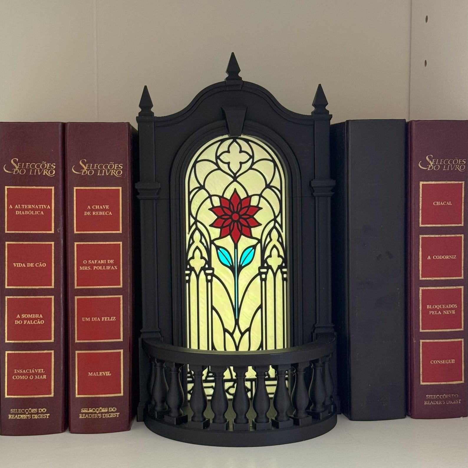 Gothic Book Nook, Stained Glass Window Bookshelf Insert thumbnail 3