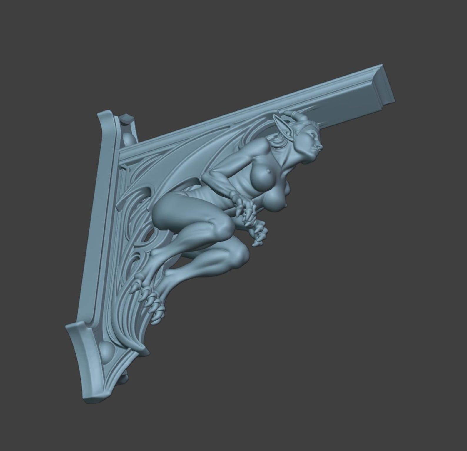 Female Gargoyle Shelf Bracket, Gothic Corbel Shelf Support thumbnail 9