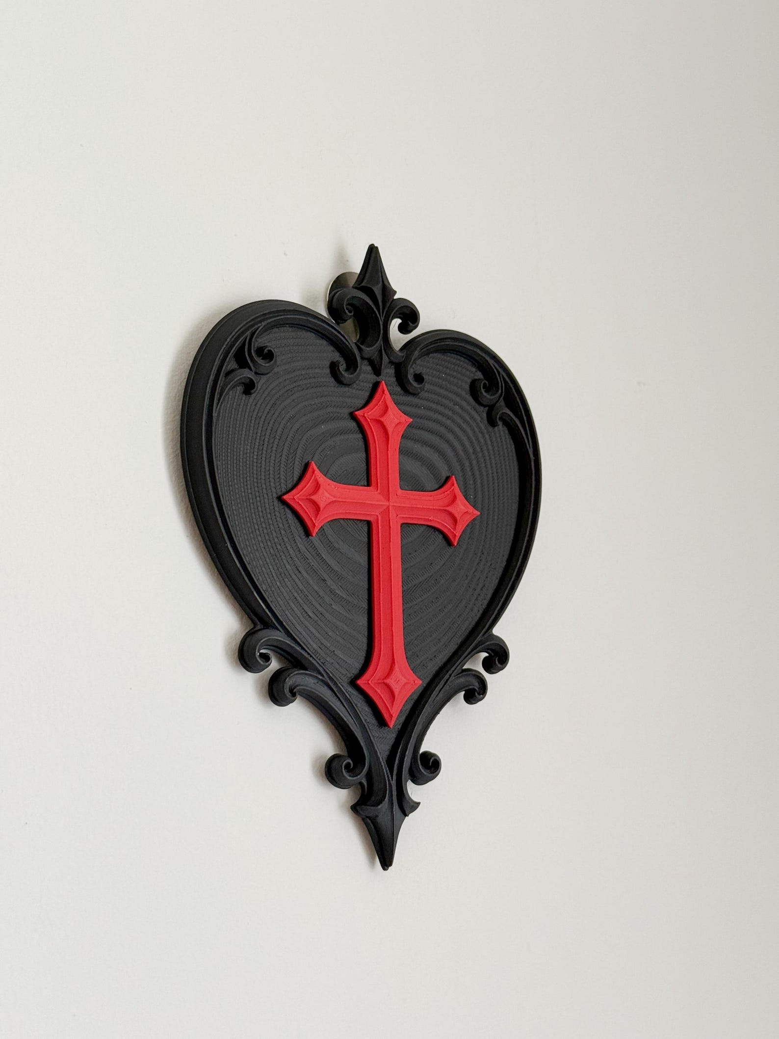 Gothic Sacred Heart Wall Plaque, Ornate Cross Wall Decor thumbnail 3