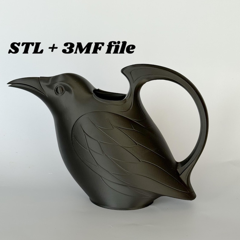 Raven Watering Can STL, Gothic Cottagecore Garden Decor image 1
