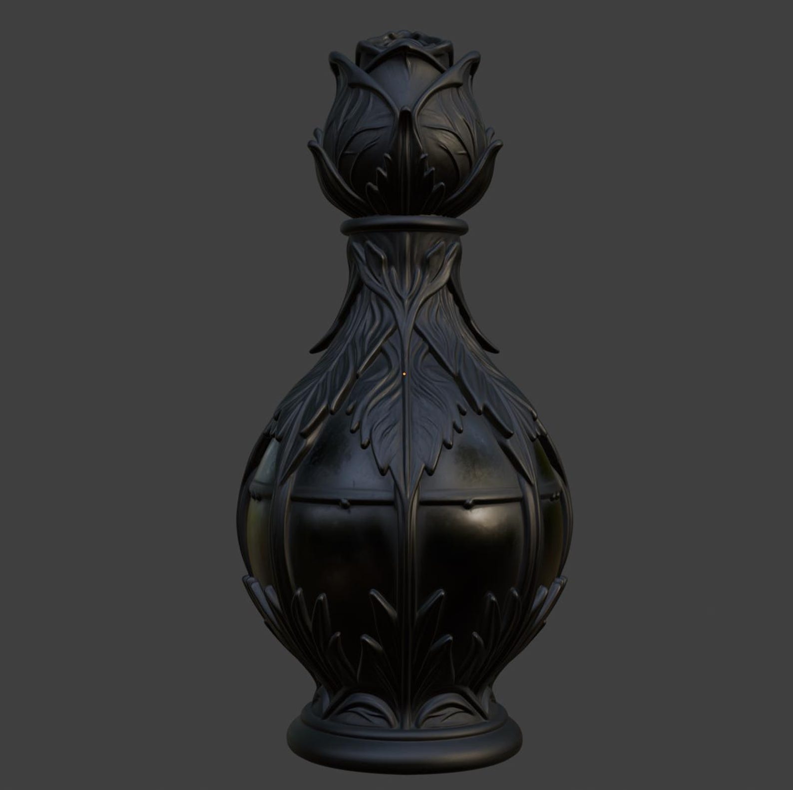 Black Rose Potion Bottle / Gothic Fantasy Decor Vase thumbnail 8