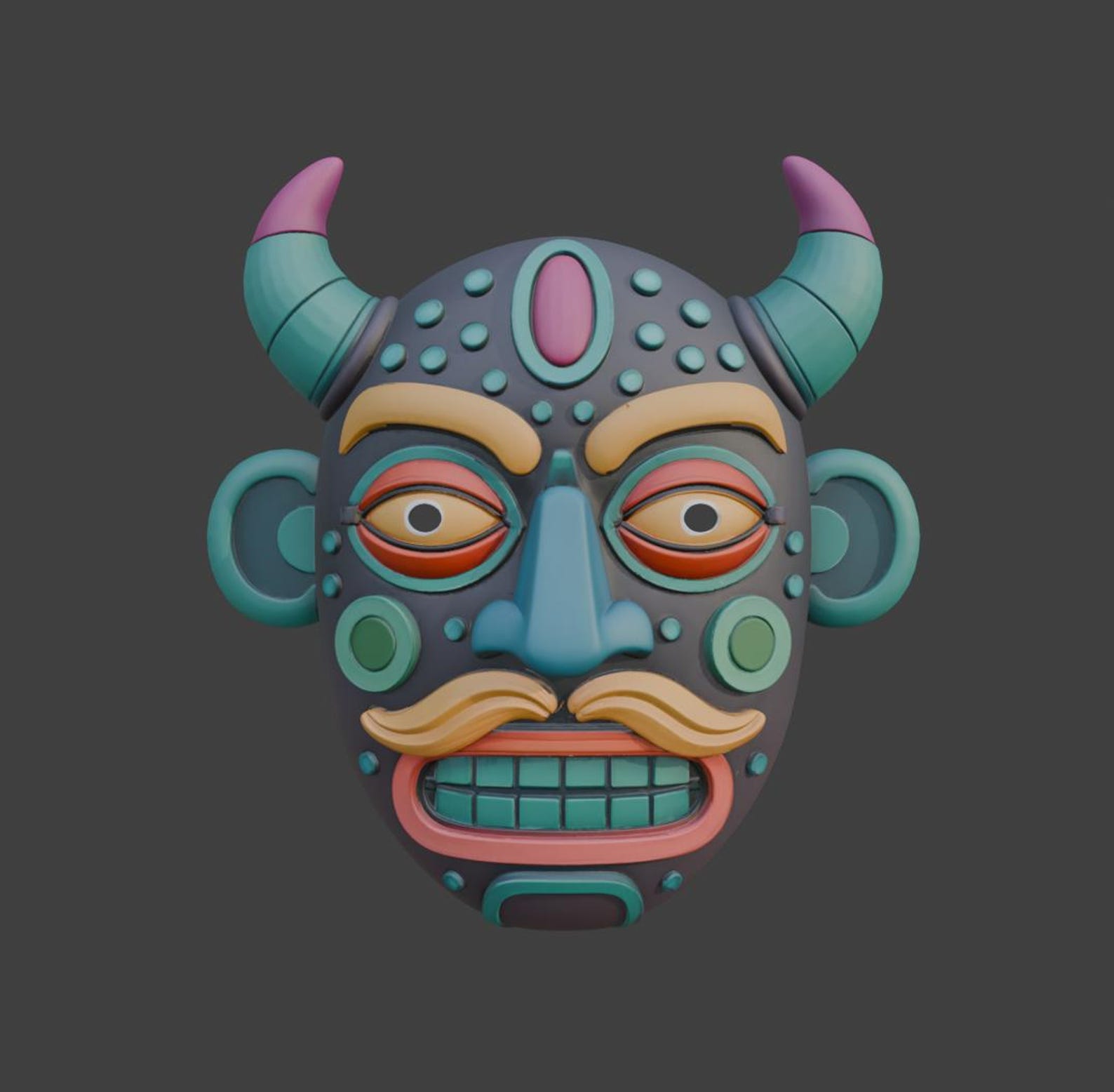 Funky Demon Wall Mask / Neon Gothic Fantasy Decor thumbnail 3