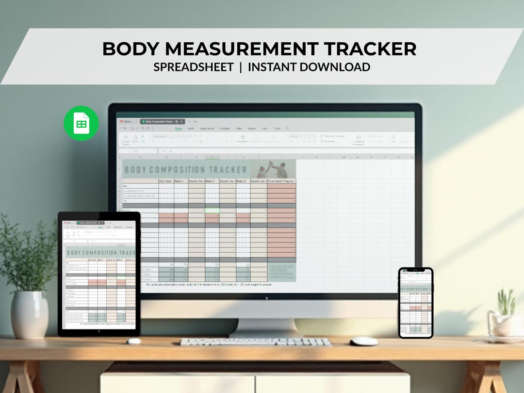 Body Measurement Tracker Excel Spreadsheet | Lean Mass & Body Fat ...