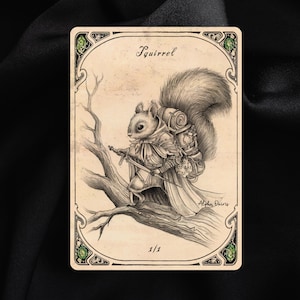 Arte a lápiz original de Squirrel Token MTG