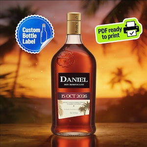Custom Barceló Rum Bottle Label | Personalized Dominican Rum Gift | Printable Liquor Label for Birthday, Anniversary, Party or Groomsmen