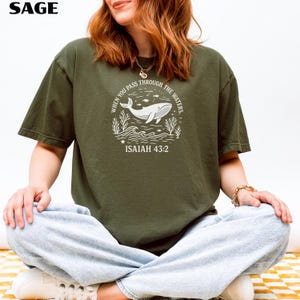 Christian Whale Sweatshirt Isaiah 43:2, Bible Verse Sweater, Ocean Faith Shirt, Jesus Gift Sweatshirt, Coastal Christian Hoodie