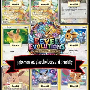 Eevee Evolutions Ultimate Master Set Pokemon Binder Placeholders. Printable Binder Inserts- DIGITAL DOWNLOAD ONLY