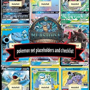 Blastoise Pokemon Binder Placeholders. Printable Binder Inserts- DIGITAL DOWNLOAD ONLY