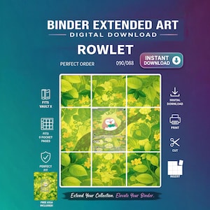 Rowlet binder art. Extended art placeholders. Tcg Card Display. DIGITAL DOWNLONLOAD ONLY