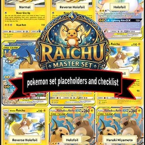 Raichu Pokemon Binder Placeholders. Printable Binder Inserts- DIGITAL DOWNLOAD ONLY