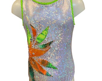Artistic synchronized swimming competition costume with crystals