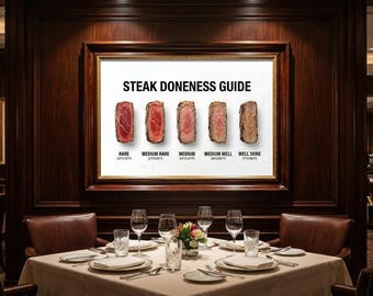 Steak Doneness Guide Poster | Meat Cooking Chart