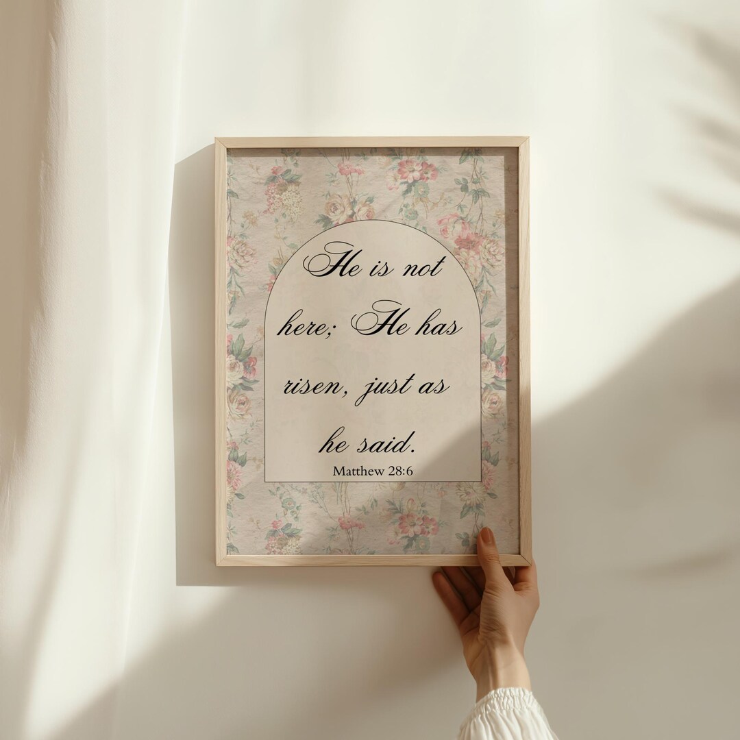 Bible Verse Printable Wall Art, Matthew 28:6 Resurrection Scripture ...