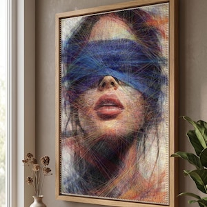 Plantilla de retrato hiperrealista de arte con hilos (100 x 70 cm) para hacer tú mismo (descarga digital)