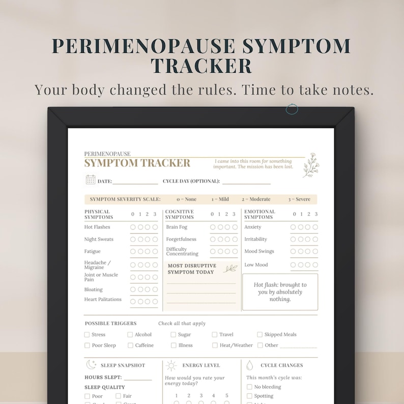 Symptom Tracker | Dashboard for Perimenopause and Menopause | Track Hormone Changes, Symptoms, Triggers, & Sleep image 1