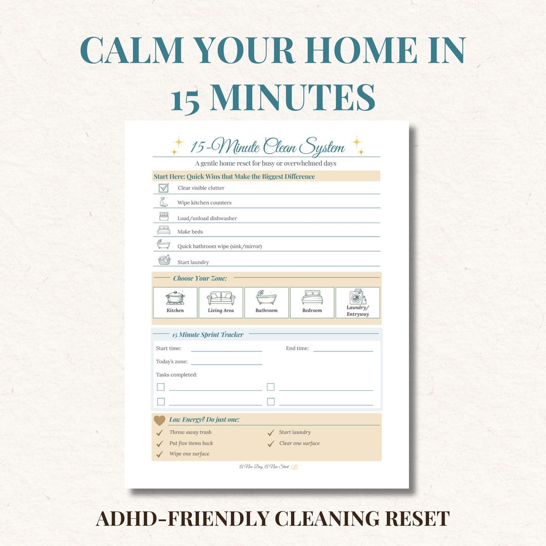 15 Minute Clean System for Overwhelmed Homes – ADHD Friendly Quick ...