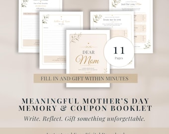 Mother’s Day Memory Booklet for Mom | Printable Fill In Gift Book + Thoughtful Experience Coupons