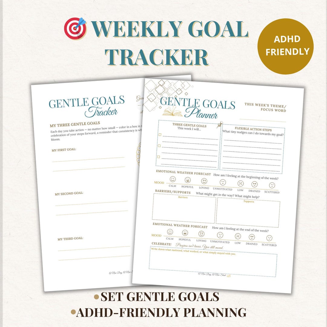 ADHD Weekly Goal Planner With Tracker and Emotional Check-in ...