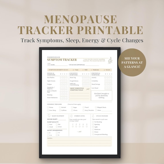 Menopause Tracker Printable | Symptom Tracker | Perimenopause Hormone Health Log PDF
