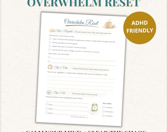 Overwhelm Reset Sheet | Calm Your Mind & Regain Control | ADHD-Friendly Printable PDF