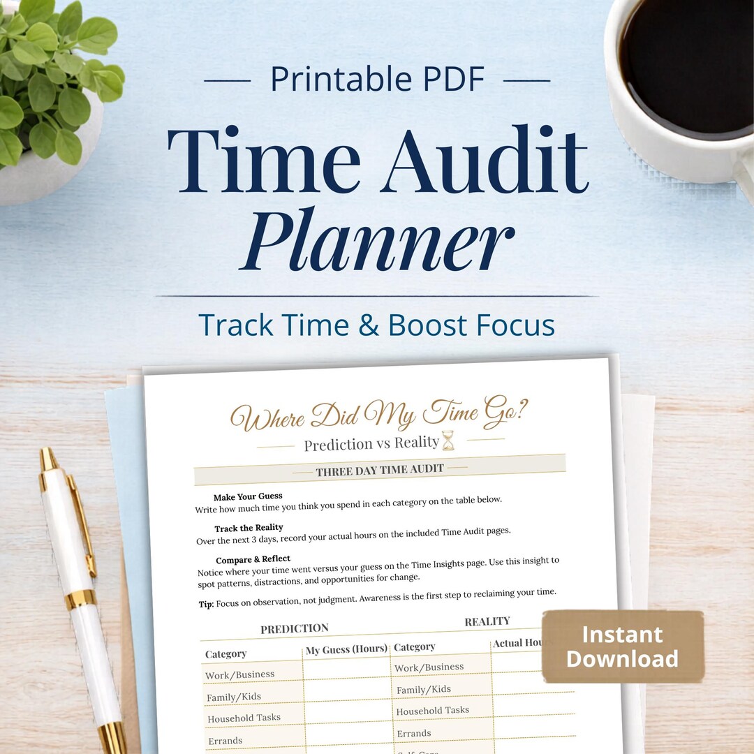 Hour Tracker Rintable Time Tracker Printable | Hourly Schedule Template | ADHD Time Audit ...
