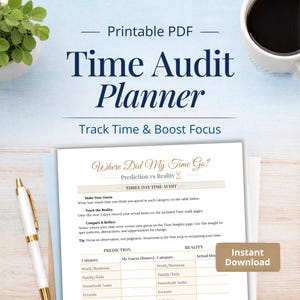 Time Tracker Printable | Hourly Schedule Template | ADHD Time Audit Worksheet