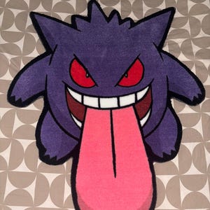 Dywan Gengar Premium – ręcznie wykończony element wystroju pokoju gier – kultowy element wystroju w kształcie ducha Pokémon
