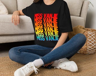 Miss Vanjie Rainbow Repeat T-Shirt | Vanjie Drag Race Retro Stacked Text
