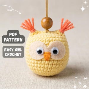 Crochet Owl Keychain Pattern PDF Easy owl Plush Amigurumi Animal Trinket Beginner Friendly