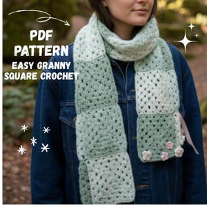 Crochet Granny Square Scarf Pattern: Beginner-Friendly Patchwork (PDF Pattern)